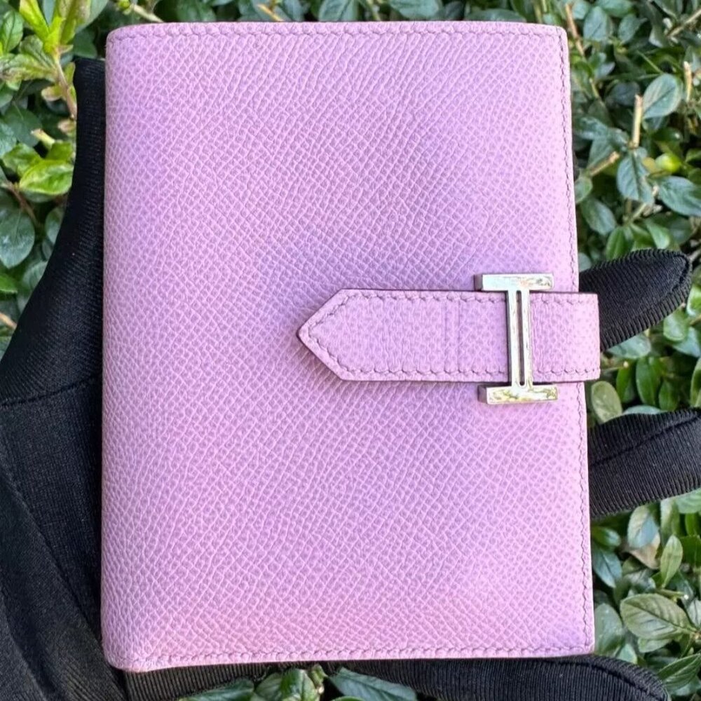 HERMES Bearn Compact Wallet Pink Rose Confetti Epsom Women Authentic